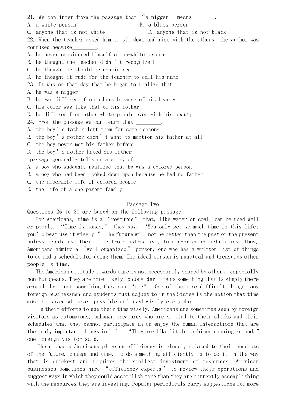 自考英语二历年真题及答案大全_第3页