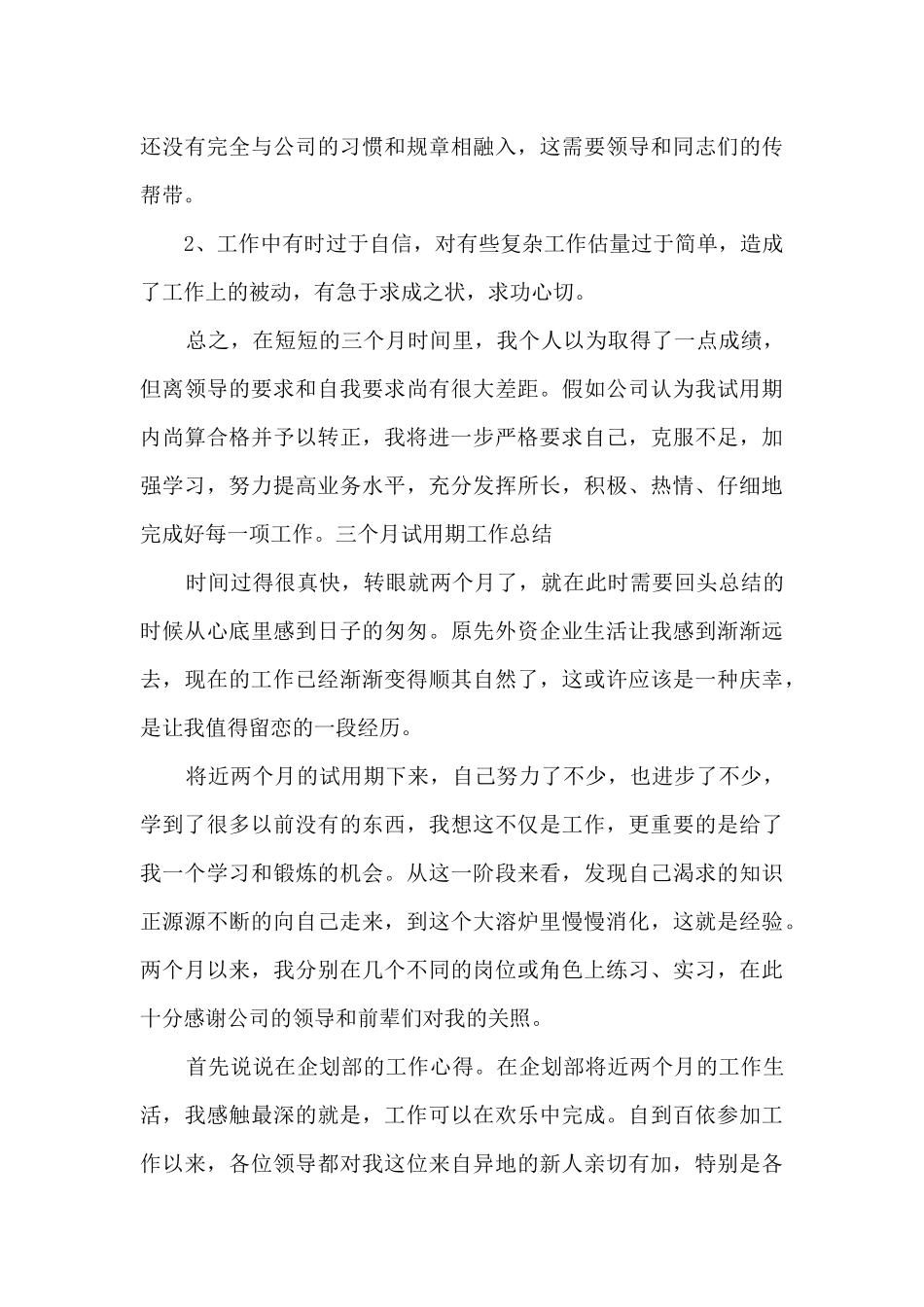 三个月试用期工作总结_第3页