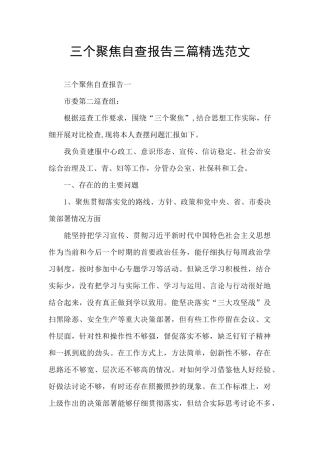 三个聚焦自查报告三篇精选范文