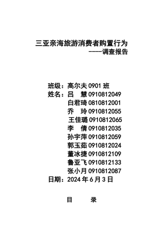 三亚亲海旅游消费者购买行为调查报告