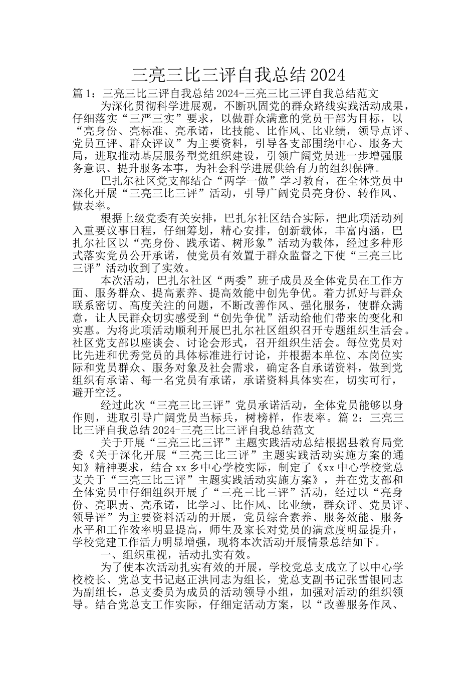 三亮三比三评自我总结2024_第1页