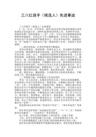 三八红旗手先进事迹