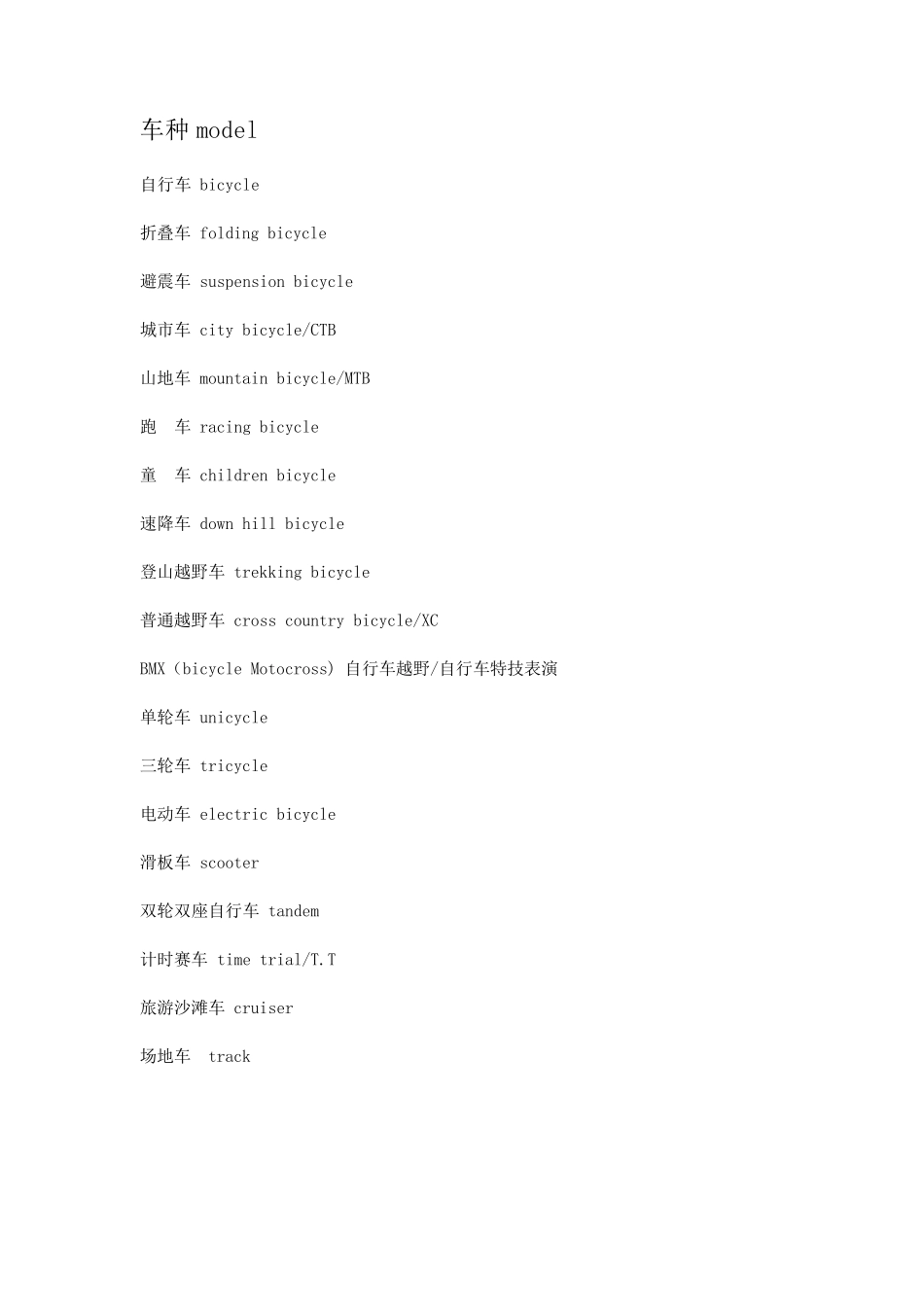 自行车常用术语中英文对照_第1页