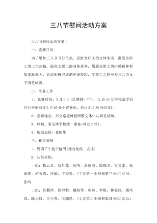 三八节慰问活动方案