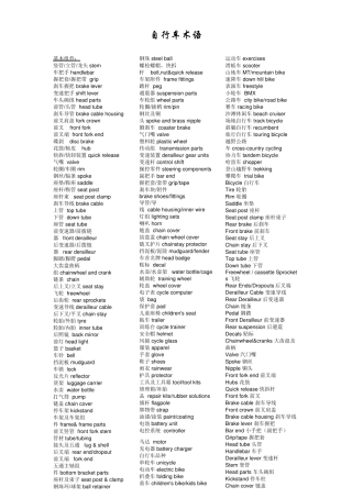 自行车部件英文术语