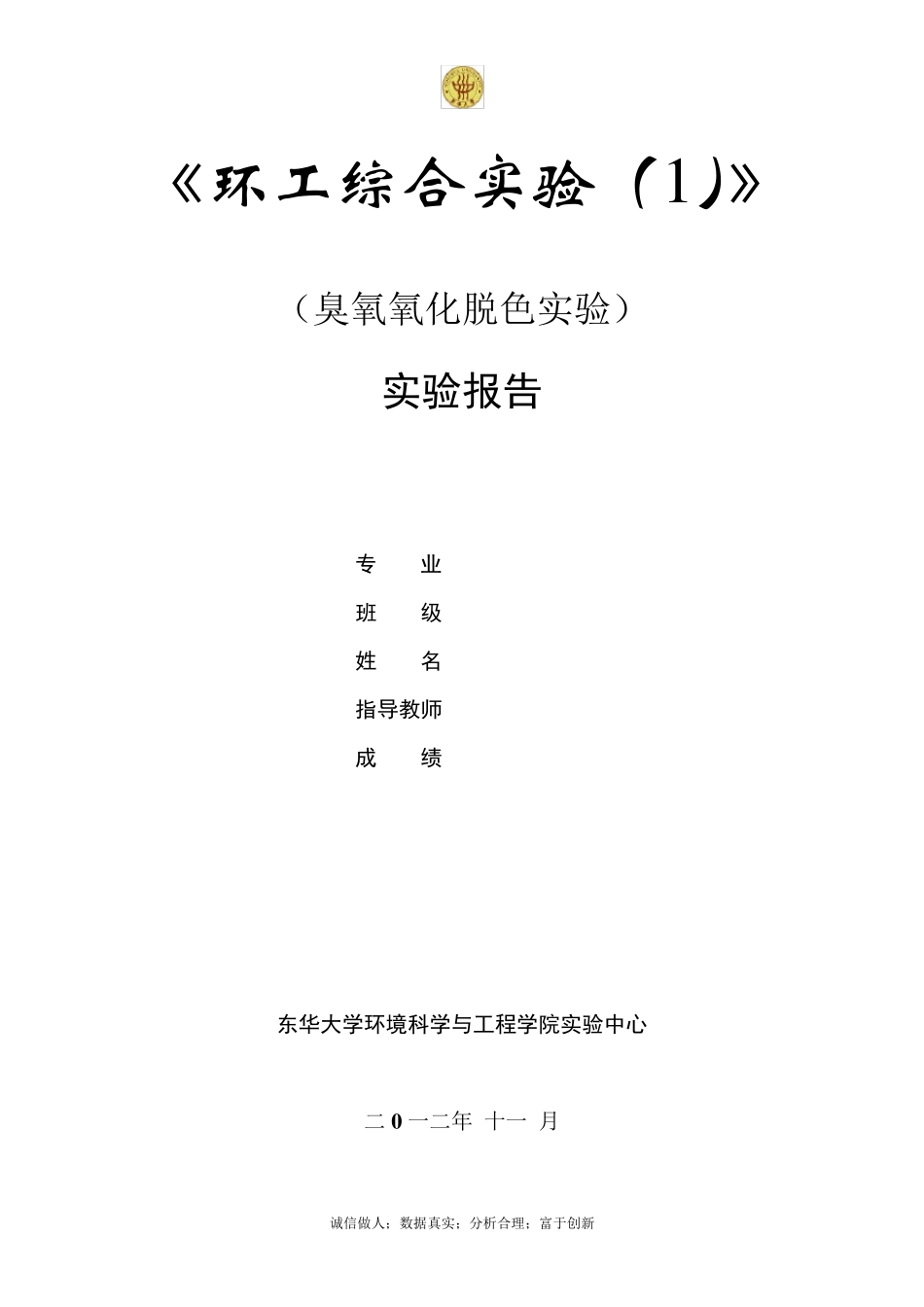 臭氧氧化脱色实验_第1页