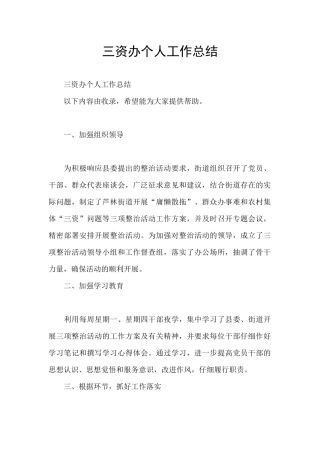 三资办个人工作总结