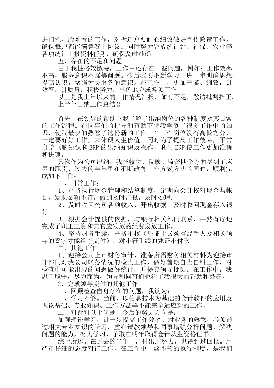 上半年出纳工作总结_第2页