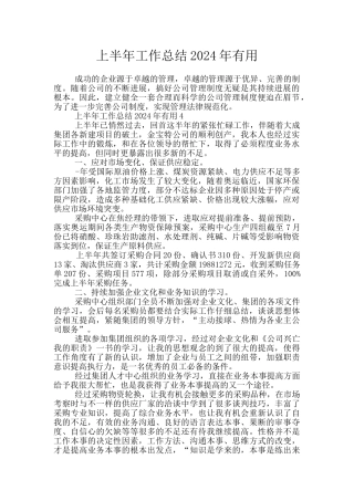 上半年工作总结2024年实用