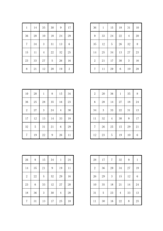 舒尔特方格36格,专注力注意力训练(A4可打印)