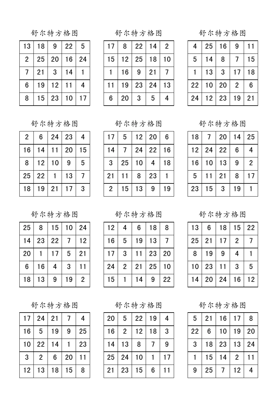 舒尔特方格图(每天5个)_第2页