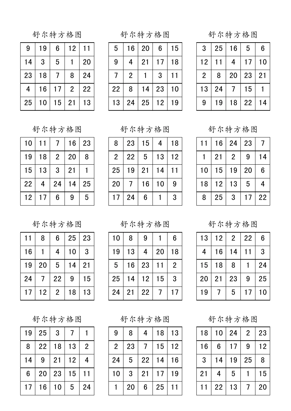 舒尔特方格图(每天5个)_第3页
