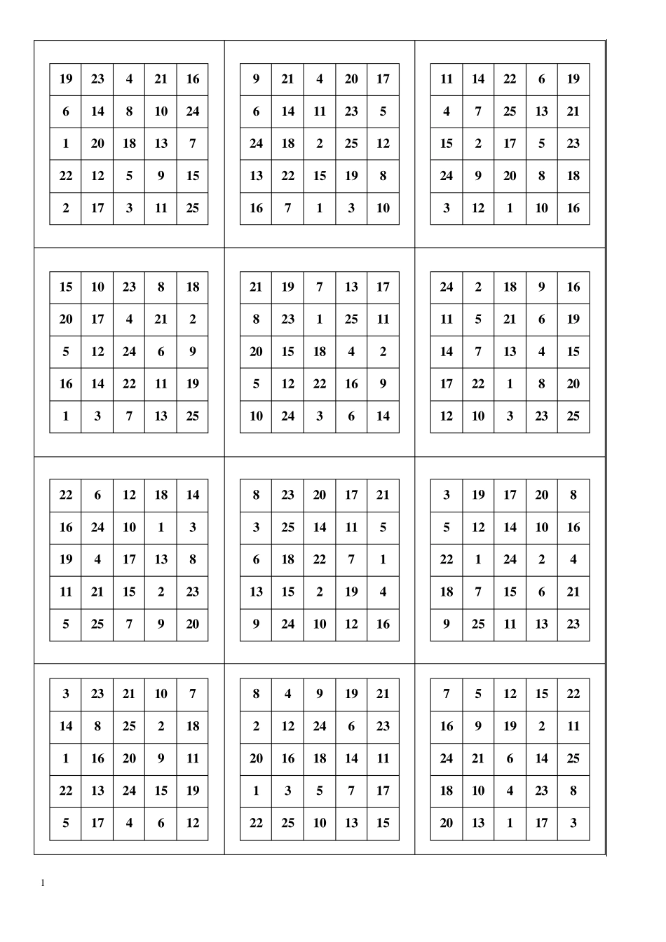 舒尔特方格注意力训练打印版_第1页