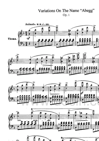 舒曼阿贝格变奏曲VariationsontheNameAbeggOp1Schumann钢琴谱