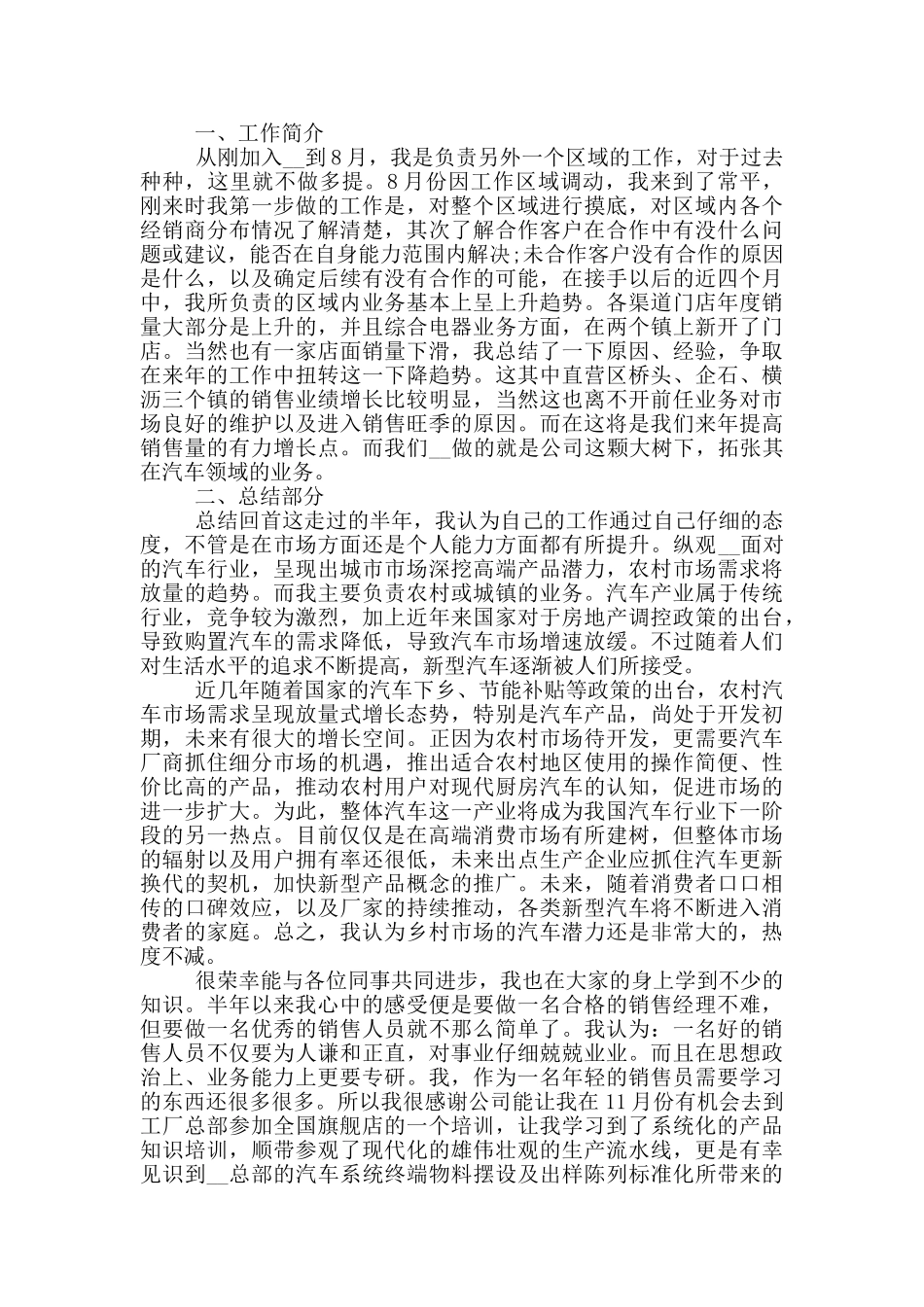 上半年销售经理个人工作总结范文5篇_第3页