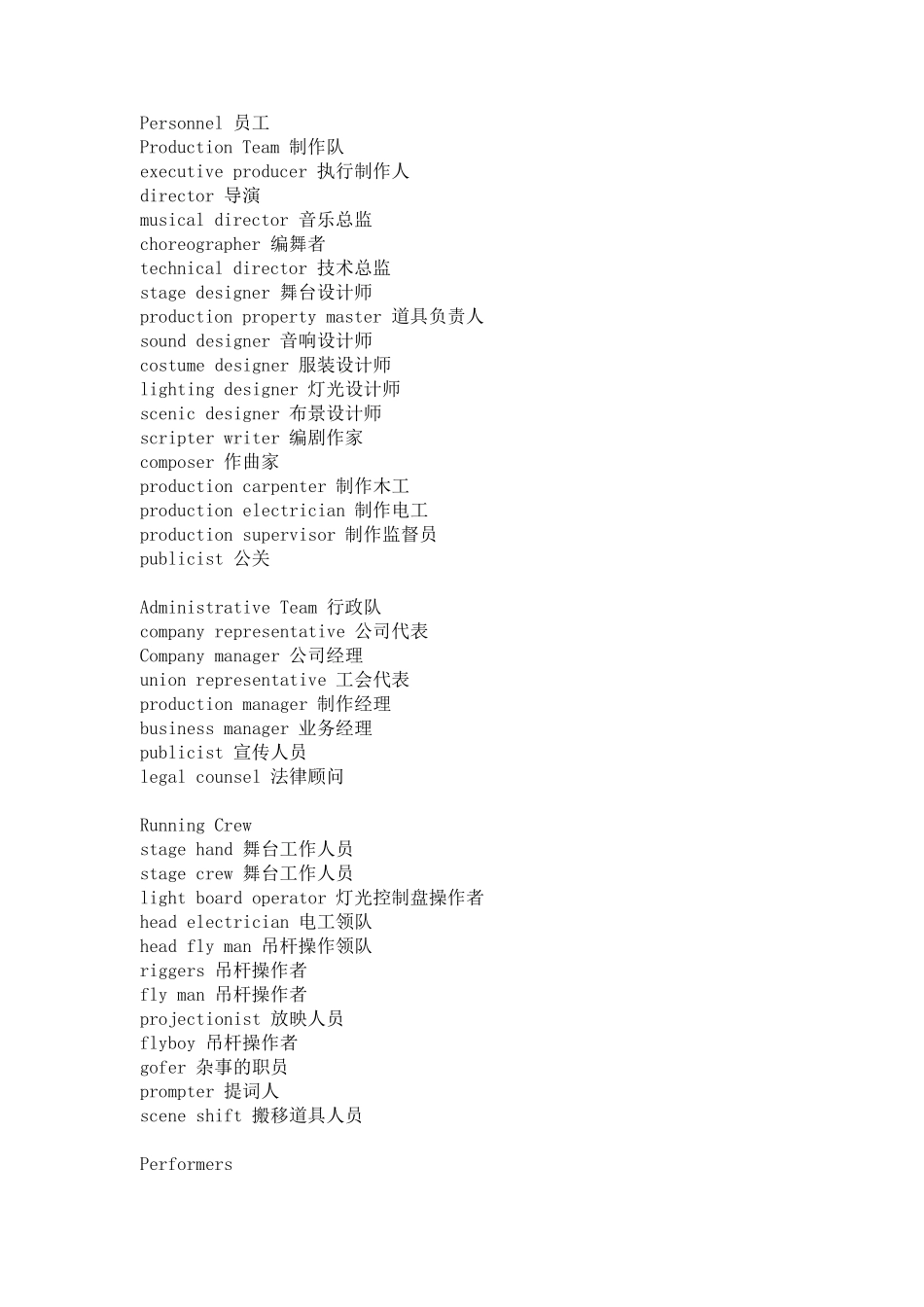 舞台英文术语_第1页