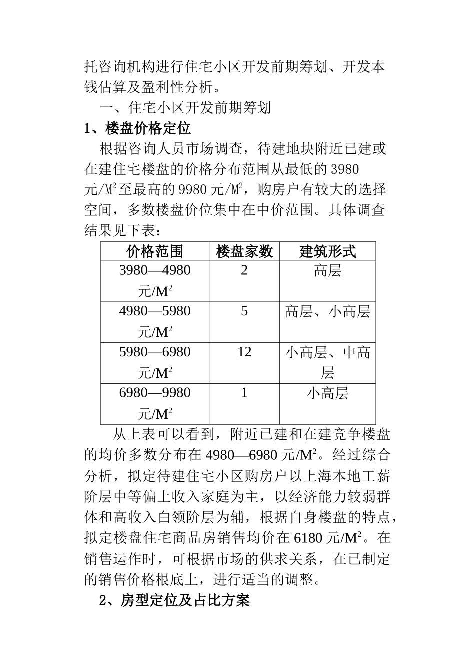 上海住宅小区开发前期策划及投资咨询_第2页