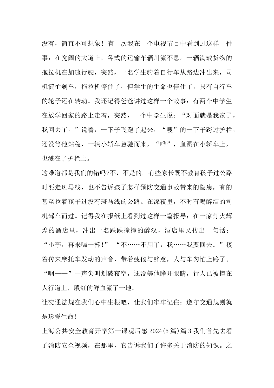上海公共安全教育开学第一课观后感20248篇_第3页