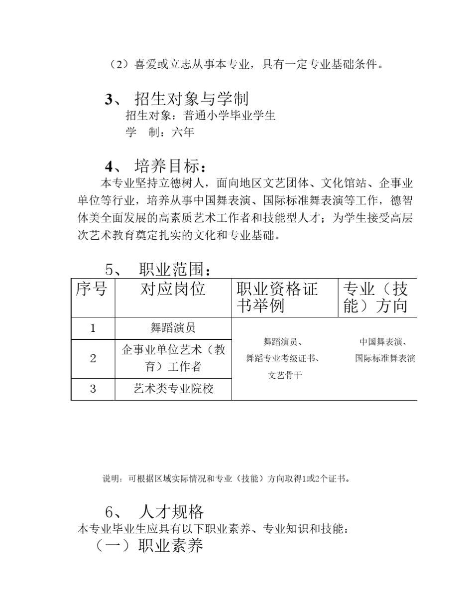 舞蹈专业(六年制)人才培养方案_第2页