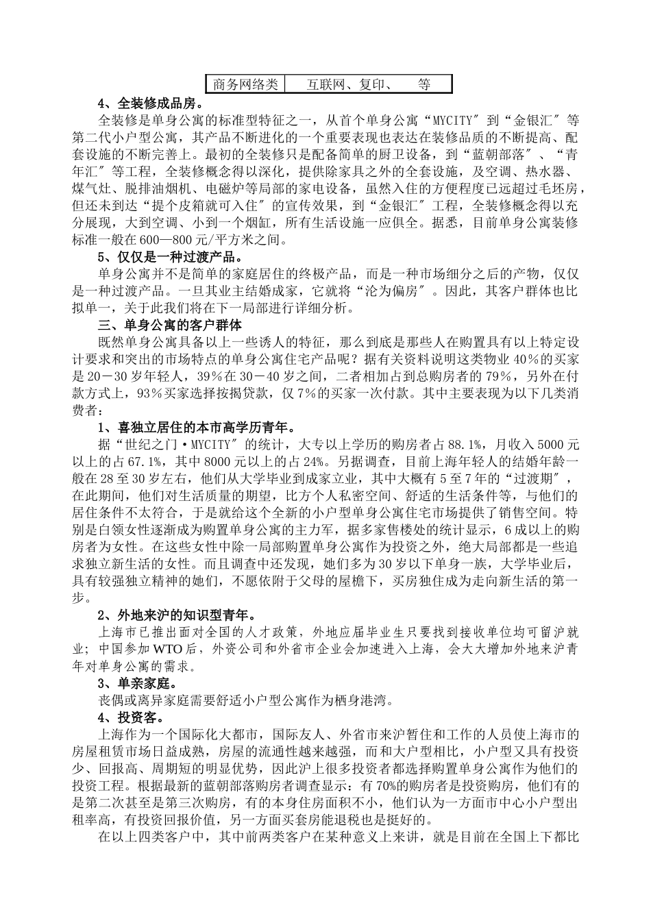 上海市单身公寓市场调查报告_第3页
