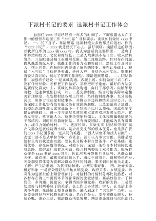 下派村书记的要求