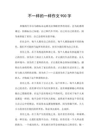 不一样的一样作文900字
