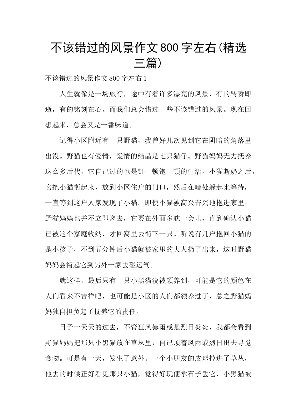 不该错过的风景作文800字左右_第1页