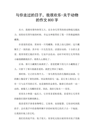 与你走过的日子-我很快乐-关于动物的作文800字