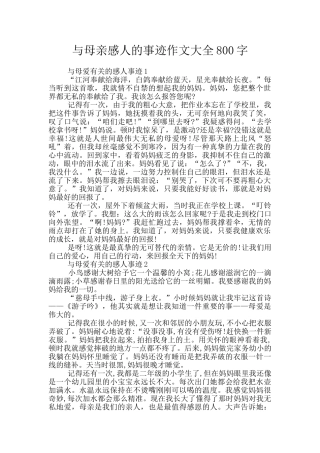 与母亲感人的事迹作文大全800字
