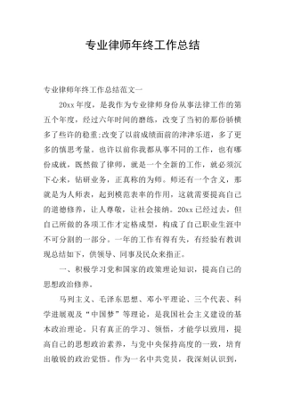 专业律师年终工作总结