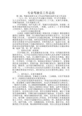 专业驾驶员工作总结