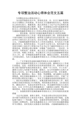 专项整治活动心得体会范文五篇