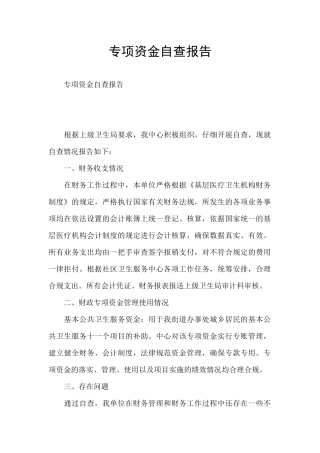 专项资金自查报告