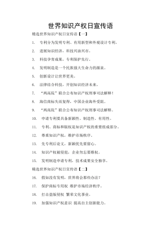 世界知识产权日宣传语