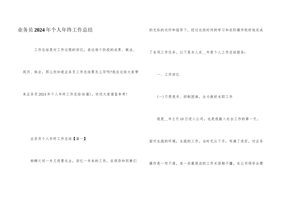 业务员2024年个人年终工作总结_第1页