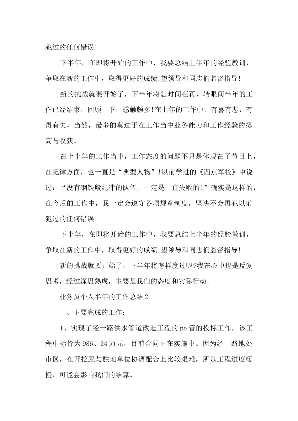 业务员个人半年的工作总结_第3页