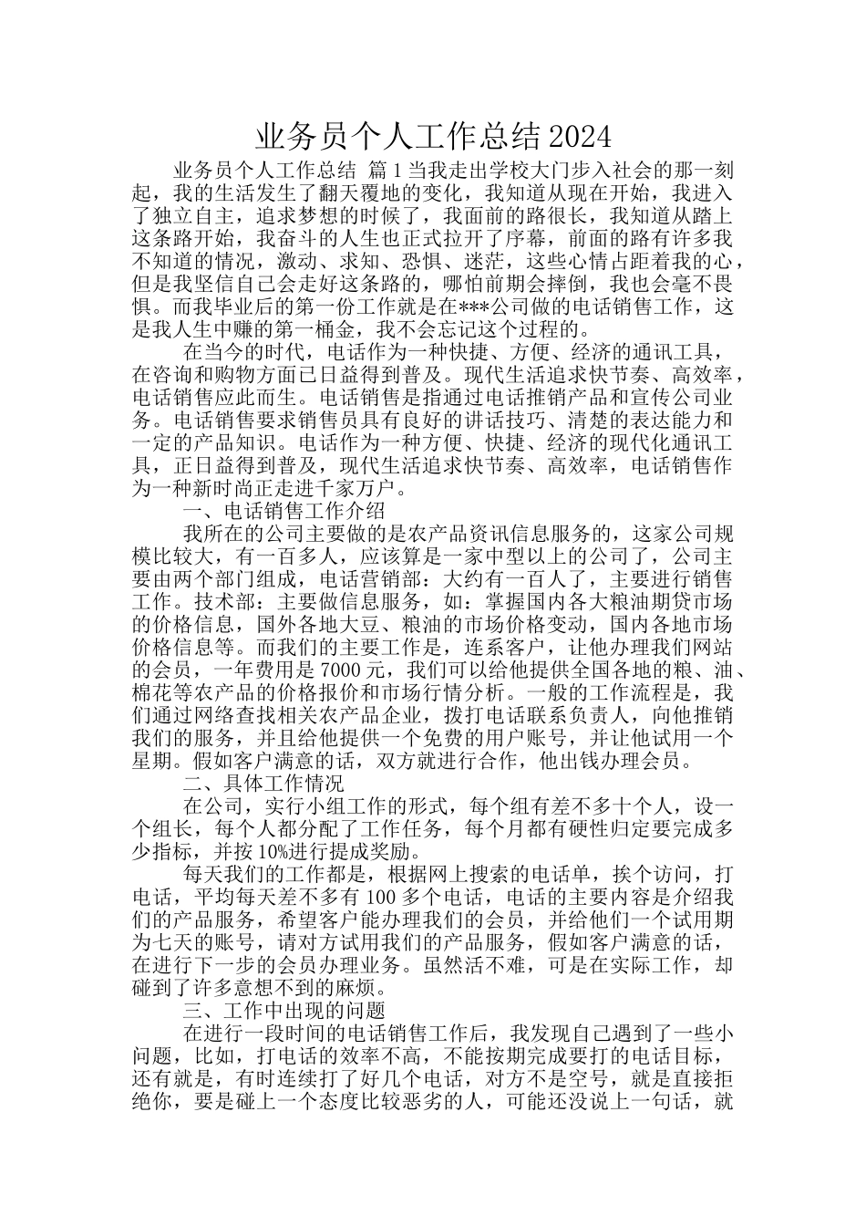 业务员个人工作总结2024_第1页