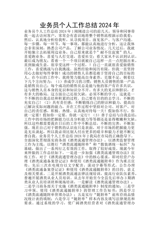 业务员个人工作总结2024年