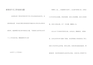 业务员个人工作总结五篇