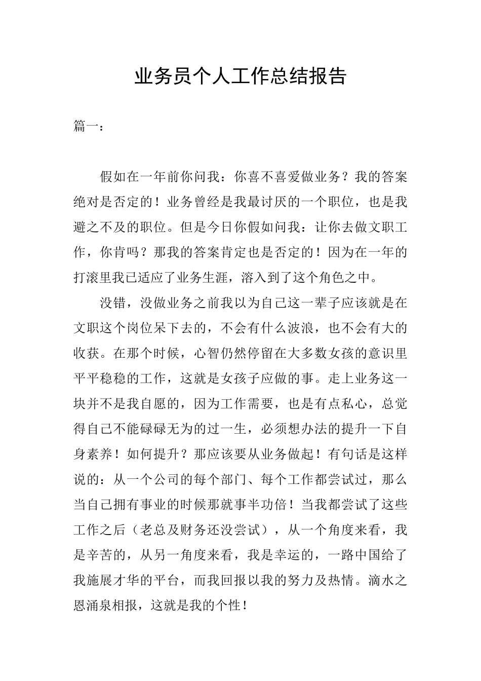 业务员个人工作总结报告_第1页