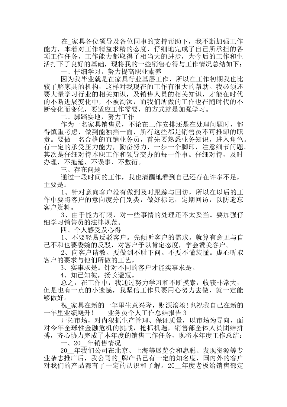 业务员个人工作总结报告精选模板五篇2024_第2页