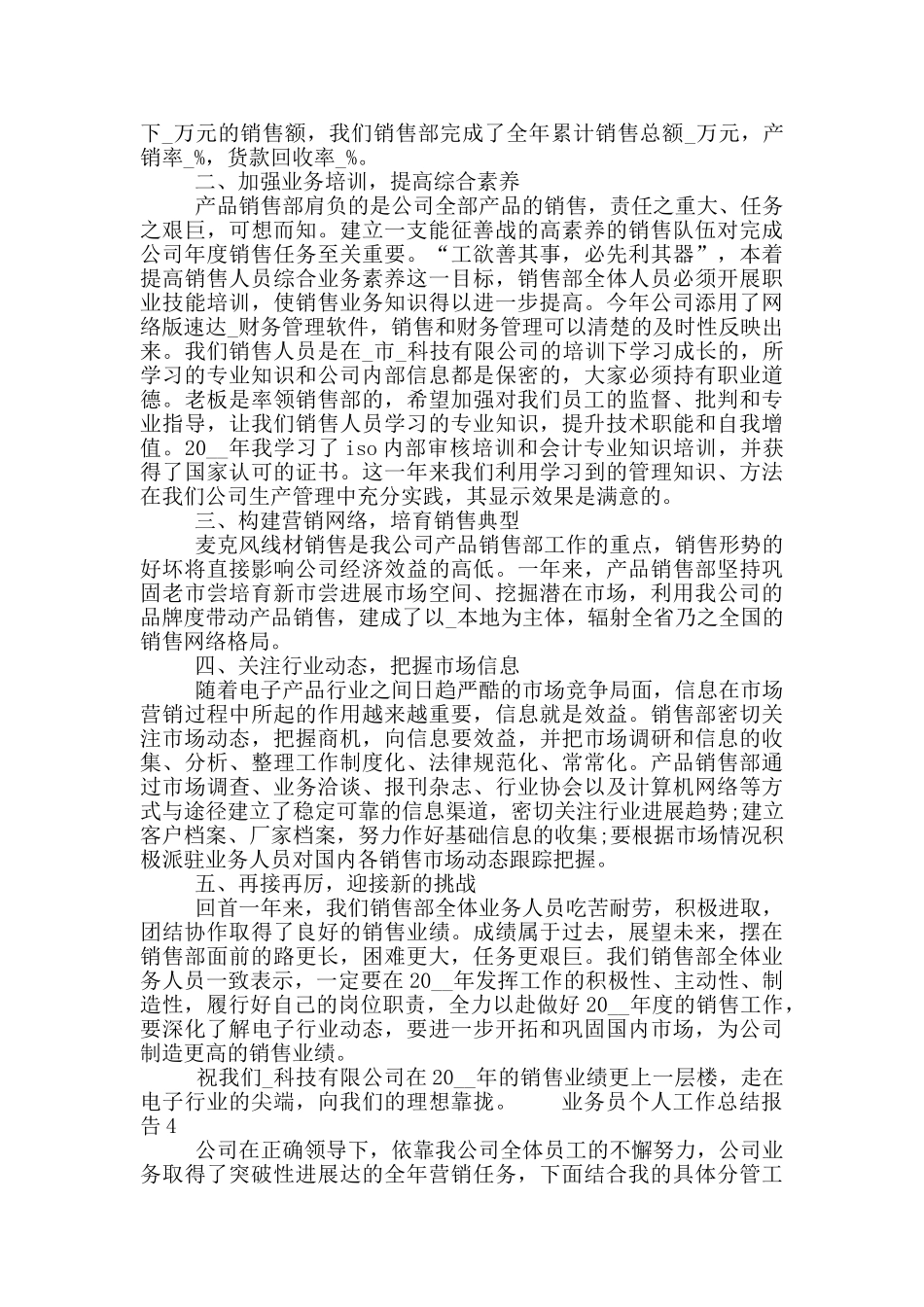 业务员个人工作总结报告精选模板五篇2024_第3页