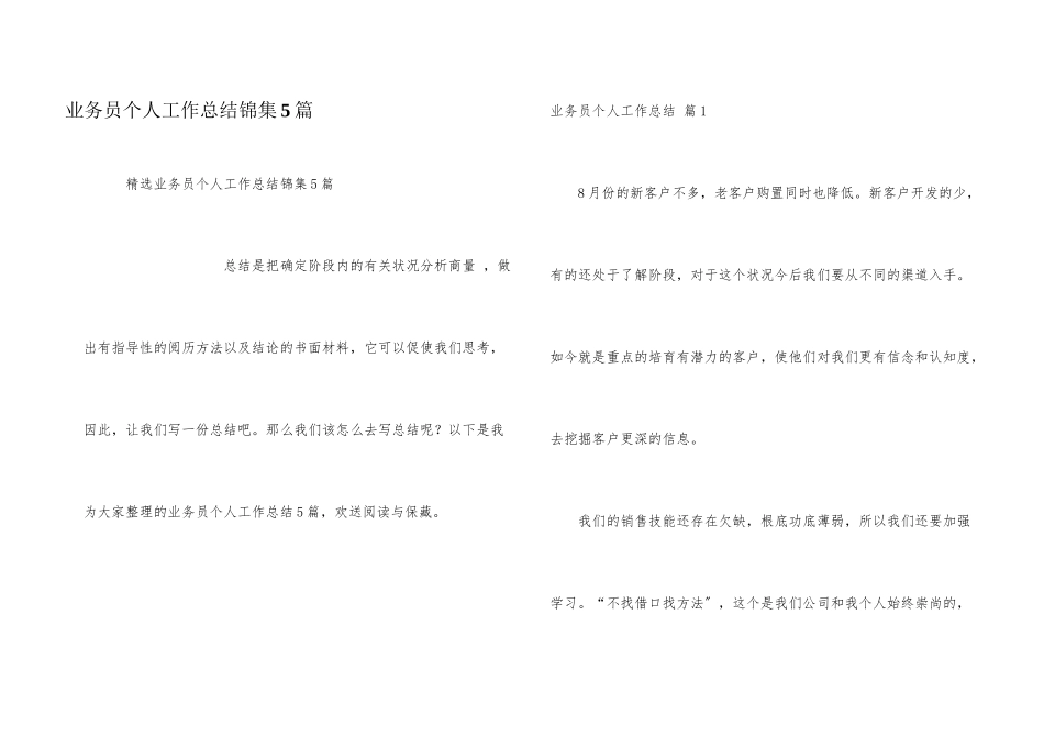 业务员个人工作总结锦集5篇_第1页
