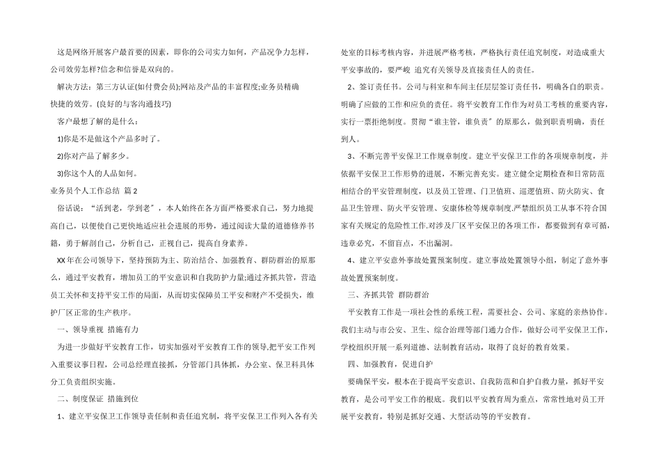 业务员个人工作总结集合六篇_第2页