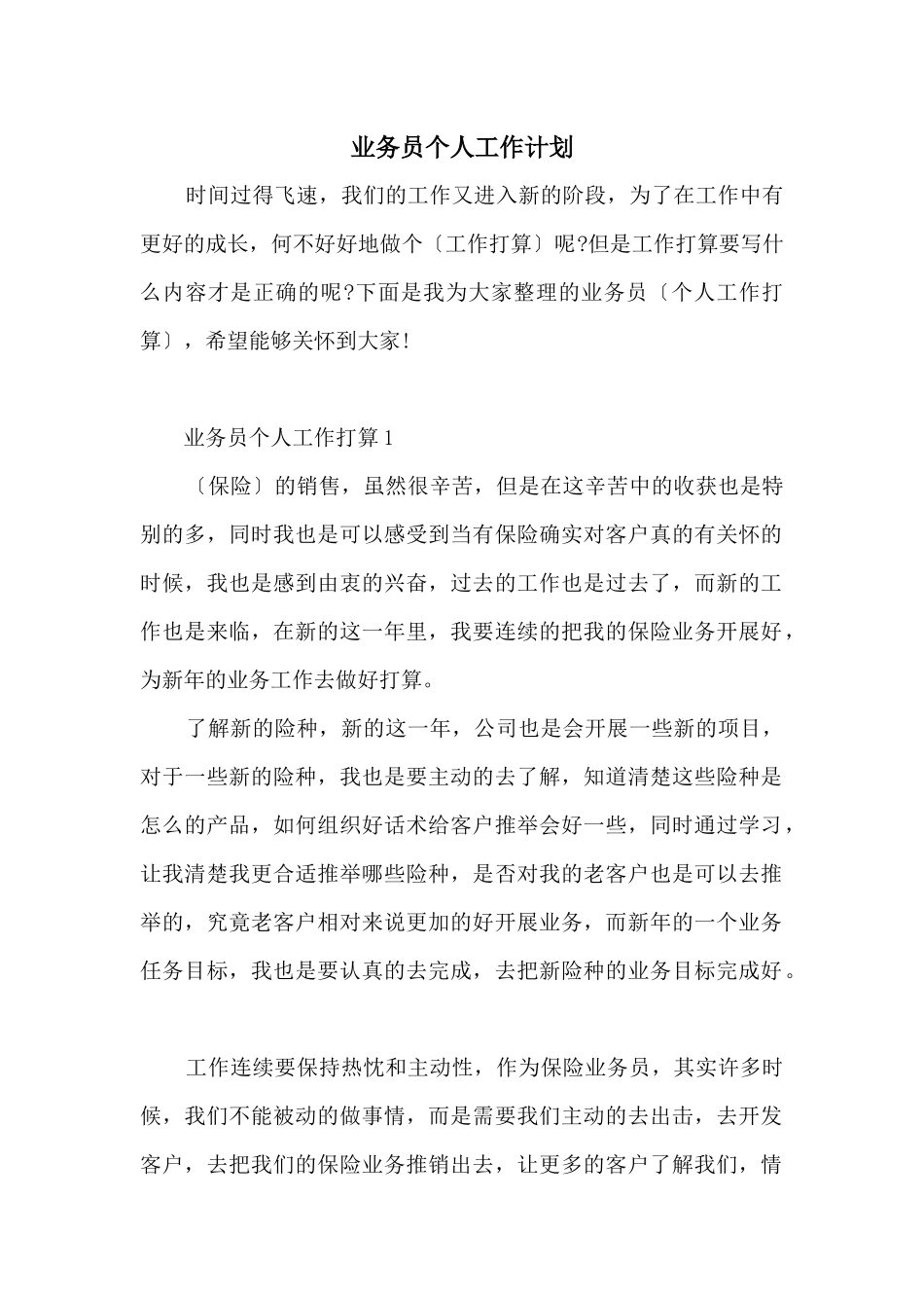 业务员个人工作计划_第1页