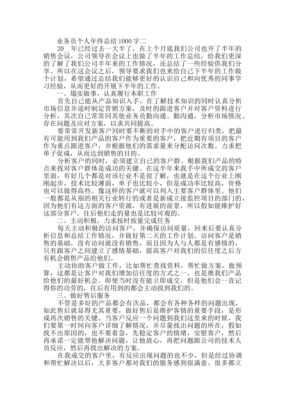 业务员个人年终总结1000字模板_第2页