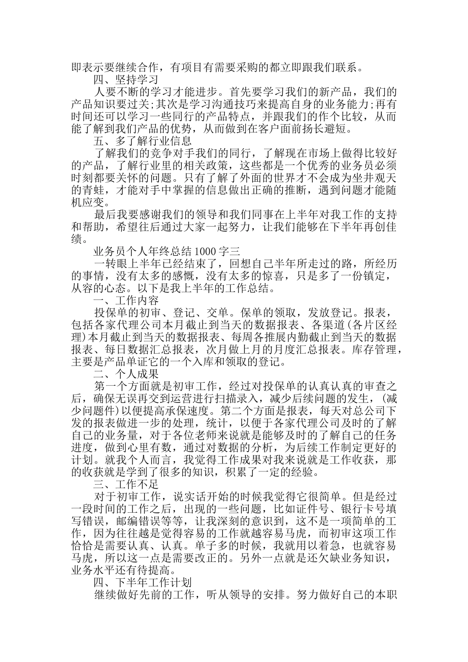 业务员个人年终总结1000字模板_第3页