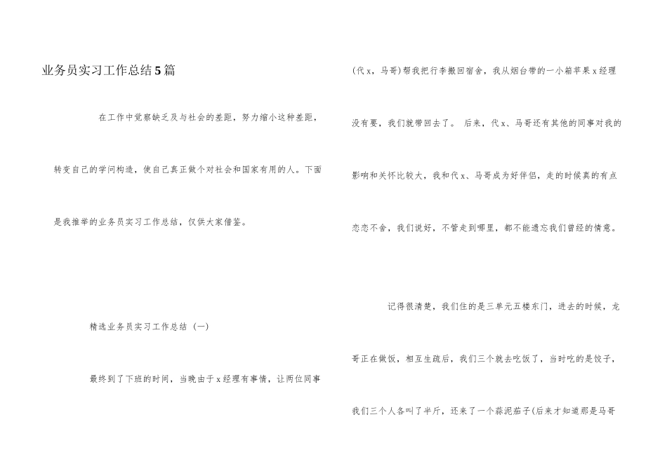 业务员实习工作总结5篇_第1页