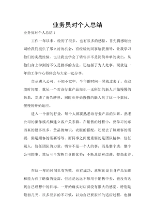 业务员对个人总结