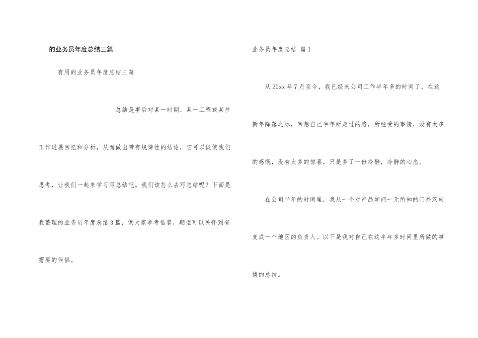业务员年度总结三篇_第1页